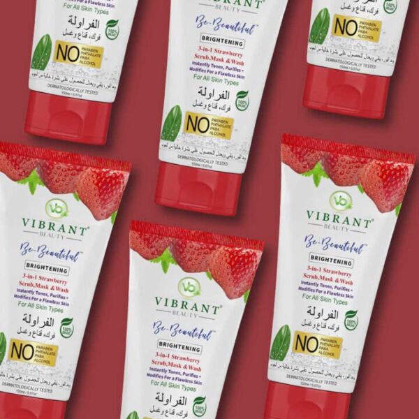 Strawberry 3 in 1 Face Wash Face Scrub and Face Mask