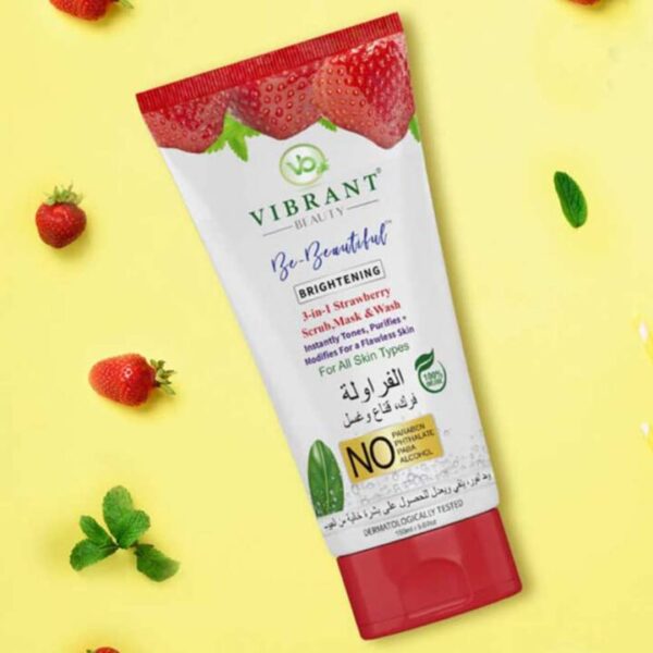 Strawberry 3 in 1 Face Wash Face Scrub and Face Mask