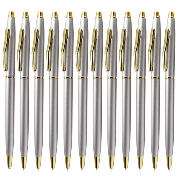 Rotating Stainless Steel Ballpoint Pen - Silver Gold