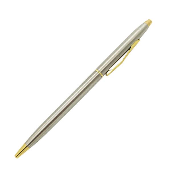 Rotating Stainless Steel Ballpoint Pen - Silver Gold