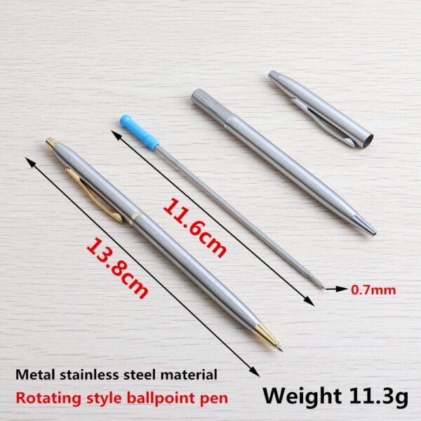 Rotating Stainless Steel Ballpoint Pen - Silver Gold