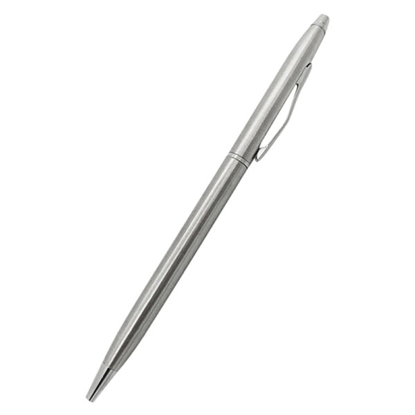 Rotating Stainless Steel Ballpoint Pen - Silver