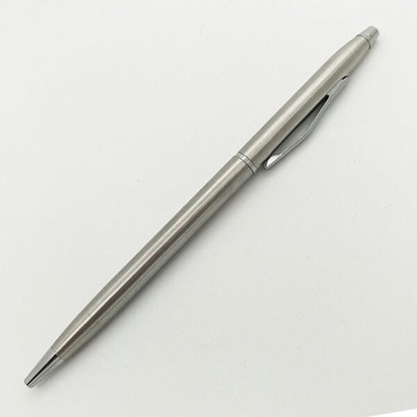 Rotating Stainless Steel Ballpoint Pen - Silver