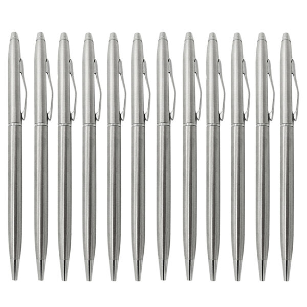 Rotating Stainless Steel Ballpoint Pen - Silver