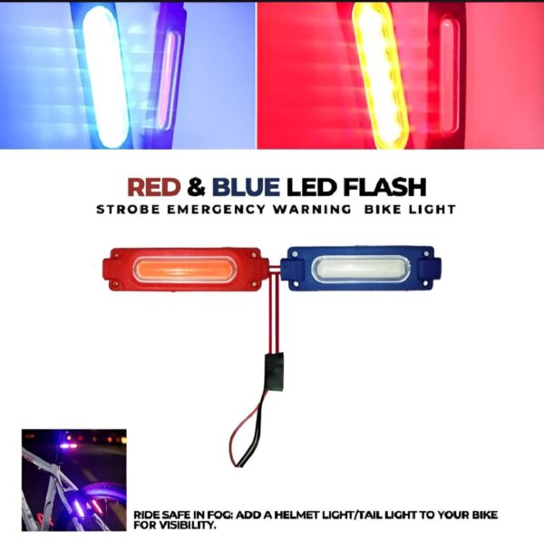 High Quality Red and Blue Flasher Light Waterproof 12V LED Light For Bike and Cars - Image 2