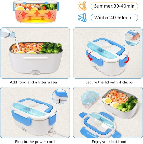 Waterproof Portable Electric Heating Lunch Box(random color) - Image 3