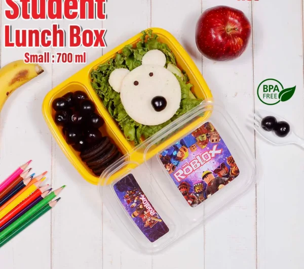 Student Lunch Box With two Portions/Compartments (Random Color) - Image 4