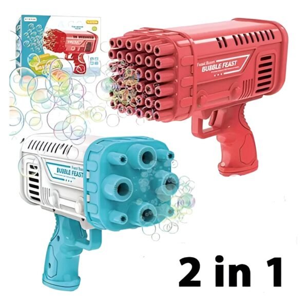 2 in 1 - 36 hole bazooka bubble Water gun | Bazooka Water Bubble Gun Toy for Kids, toddlers | Out door Fun Water Spray Gun (Random color)