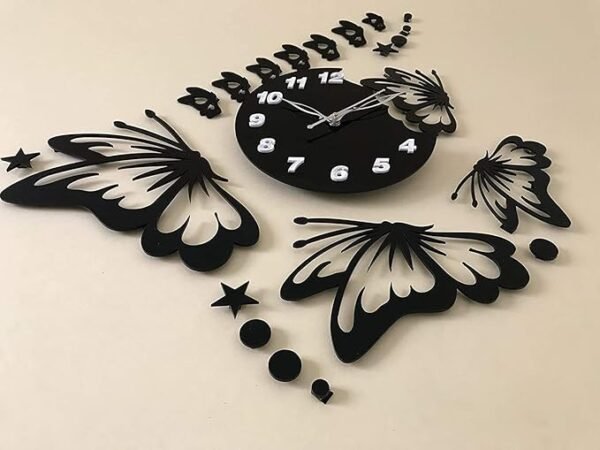 3d wall clock Butterfly Wooden Wall Clock - Image 2