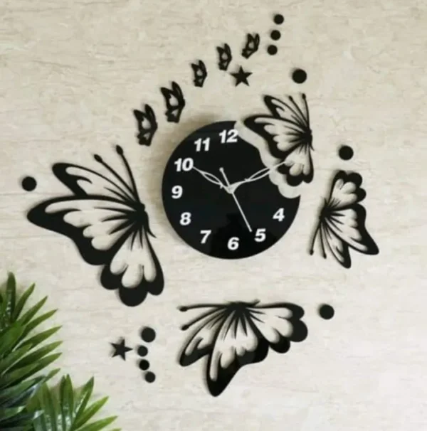 3d wall clock  And Butterfly Wooden Wall Clock - Image 2