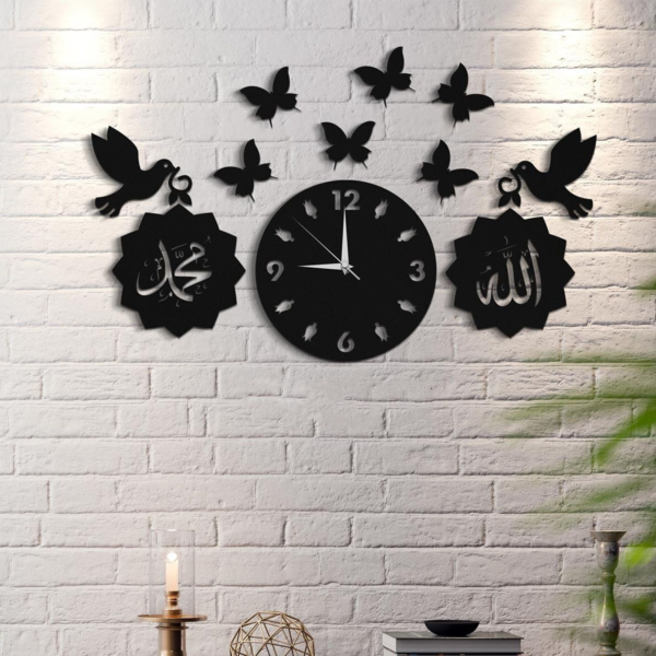 Islamic 3D Style Wooden Wall Clock - Image 2