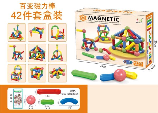 42 pcs Magnetic Blocks Toy for Kids | Magnetic bar blocks  Educational and Stimulating Magnetic Toy for Kids - Image 3