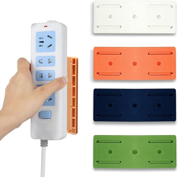 Panel Fixer Holder Desktop Socket Fixer, Plug-in Strip Holder Wall Mounted Power Strip Holder (PACK OF 4) (Random Color)