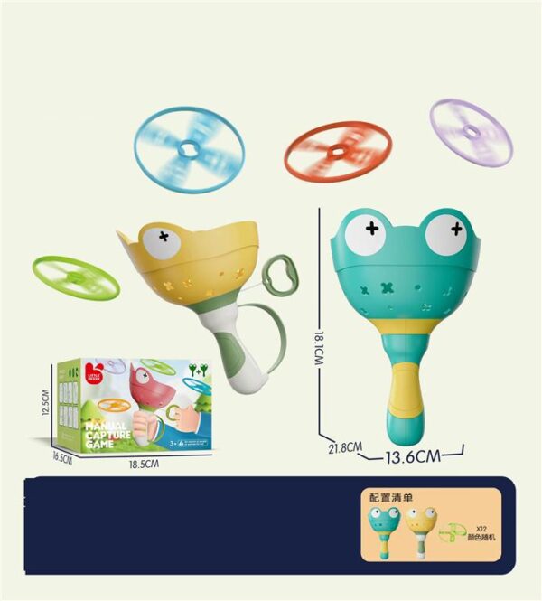 Pull line frog UFO Flying Disc Launcher Manual Catching Game (Random Color) - Image 3