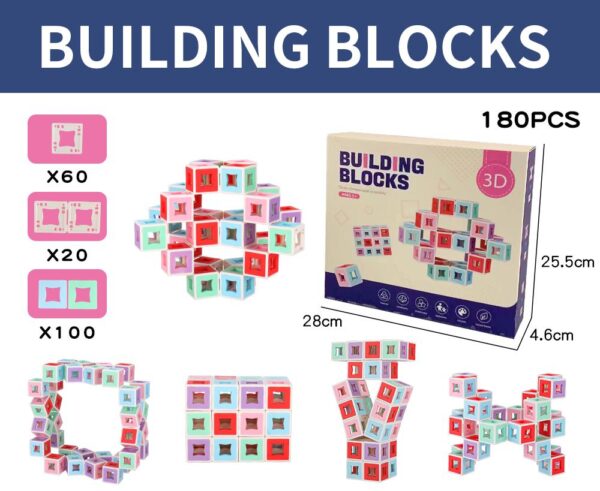 3D Blocks Puzzle cube Transform Movable Shape Building Blocks - 180 Pieces - Image 2