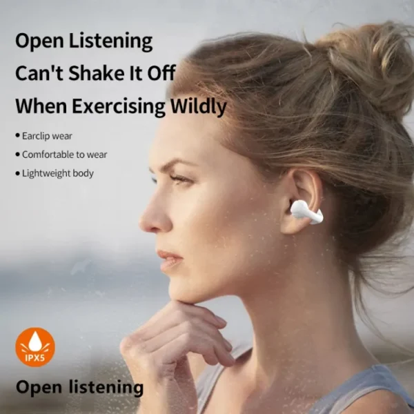 Ear cuff Wireless Earbuds Bluetooth 5.3 With Earhooks Mini Bone Conduction EARCUFFS Headphones Waterproof Cycling Earpiece Noise Sports Earphones (Random Color) - Image 5