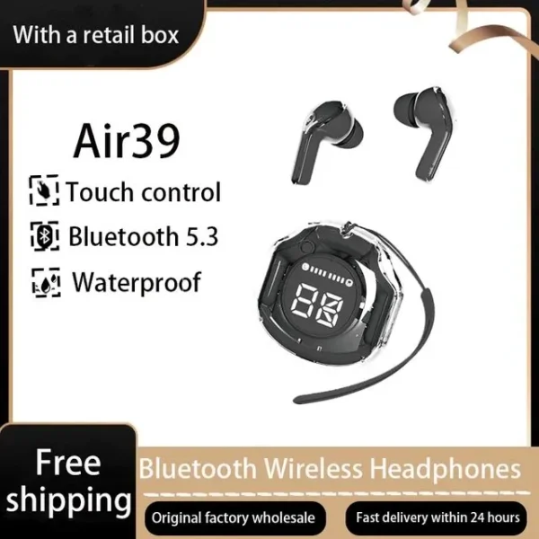 Air 39 Earbuds - Air 39 Transparent Earbuds - Air 39 Original Earbuds - High Quality Sound - Bluetooth 5.3 - Accurate right Left - Super Bass - Super Sound - HD Calling - ENC technology (Random Color) - Image 3