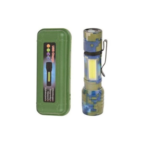 Torch Metal Body Mini Flashlight Rechargeable with COB Light - Image 5