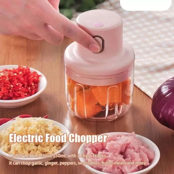 (250ml)  Single Bowl USB Rechargeable Mini Grinder Food Chopper - Image 4