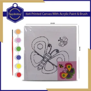 6x6Inches Different Printed outline Designs Canvas board with Acrylic Colours and a Paint Brush ( Random Designs )