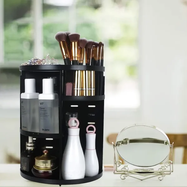 360 Degree Rotating Cosmetic Organizer (black ) - Image 4