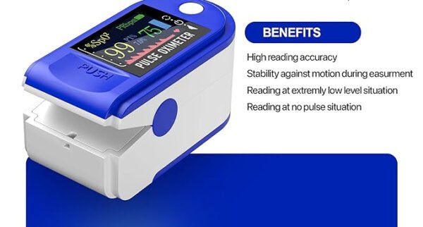Pulse Oximeter Fingertip Monit Blood Oxygen Saturation (SpO2) and Pulse Rate Monitors- Portable Single Color LED Display [Battery Included] - Image 3