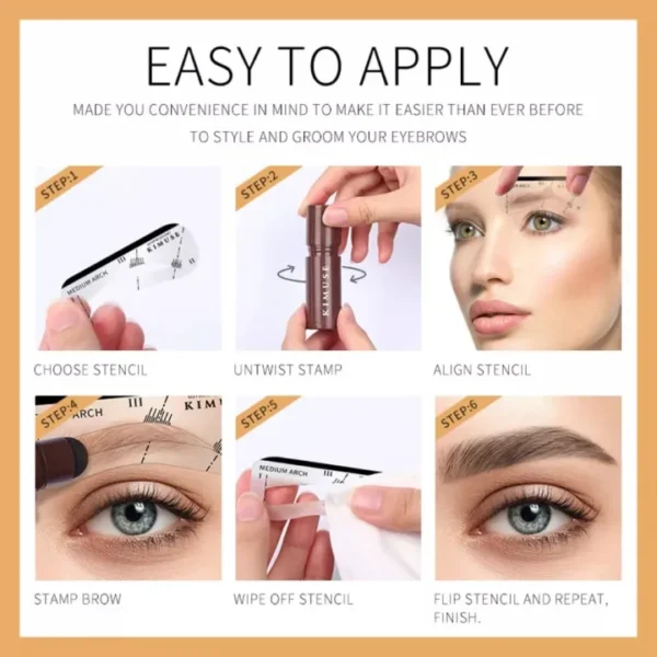 Eye brow stamper One Step Eyebrow Stamp Shaping Kit Brow Powder Stamp Makeup with 3 Reusable Eyebrow Stencils and Eyebrow Pen Brushes Hairline - Image 5