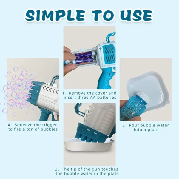 25 Hole Bubble Gun Bubble Machine Bubble gun Kids handheld 25-hole rocket bubble machine Gatling gun Battery Not Included (Random Color) - Image 4