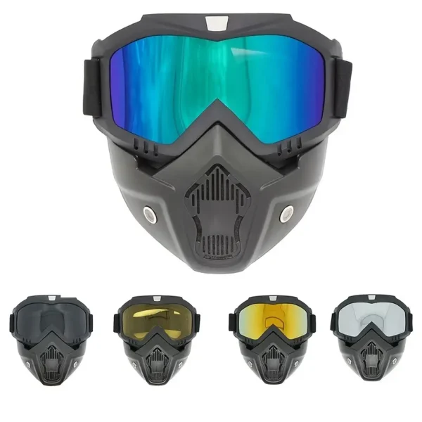 Motorcycle Goggles with Removable Full Face Mask Riding Glasses Dirt Bike ATV Motocross Detachable Eyewear (Random glass Shade) - Image 3