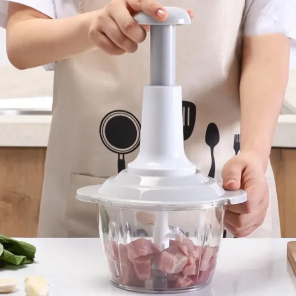 Manual Hand Push Chopper/Multifunctional Hand Pat Chopper and Mixer/Press Cutter Vegetable Meat Grinder 1.5 liter - Image 3