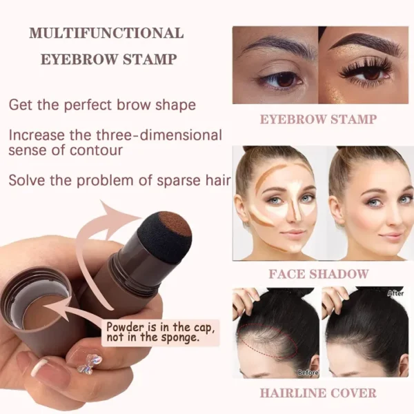 Eye brow stamper One Step Eyebrow Stamp Shaping Kit Brow Powder Stamp Makeup with 3 Reusable Eyebrow Stencils and Eyebrow Pen Brushes Hairline - Image 6