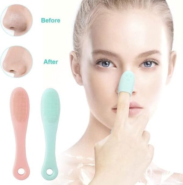 Silicone Facial Finger Nose Brush  Face Cleaner Blackhead Remover (PACK OF 2) (Random color) - Image 10