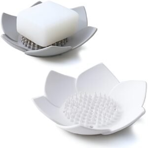 Silicone Lotus Soap Tray | Petal Flower Shape Bathroom Bar Soap Holder (Random color)