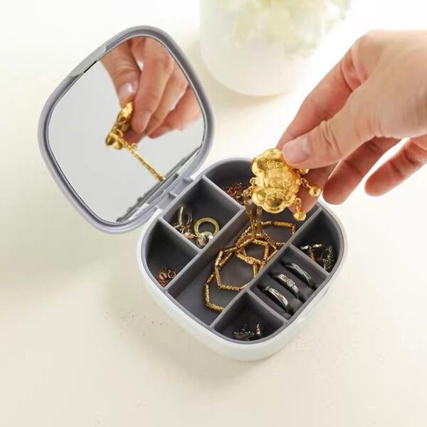 Portable Mini Jewelry Organizer Box With Mirror | Mini Travel Jewelry Case for Women (Random color)