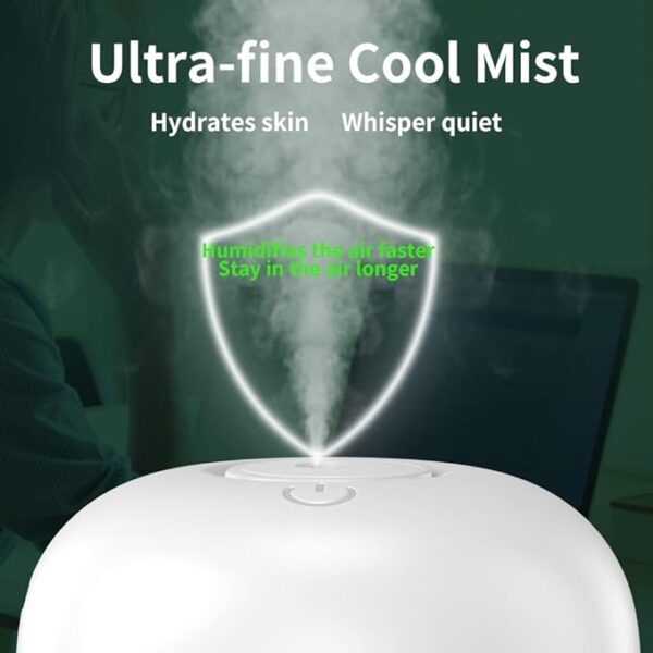 Cool Mist Humidifiers for Bedroom with Cute Water Drops & Light Effects, Small Room Air Diffuser for Baby, Home, Office - Image 5