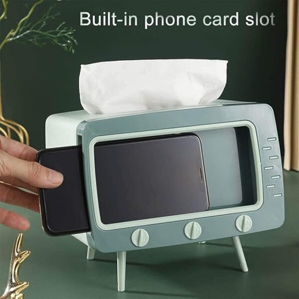 2 in 1 TV Shape Tissue Box & Mobile Phone or Photo Holder | Creative Tissue Boxes Retro Television Phone Holder (Random color) - Image 10