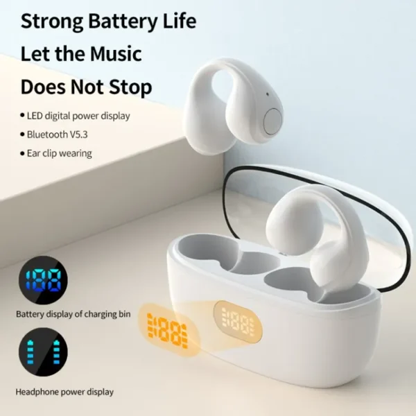 Ear cuff Wireless Earbuds Bluetooth 5.3 With Earhooks Mini Bone Conduction EARCUFFS Headphones Waterproof Cycling Earpiece Noise Sports Earphones (Random Color) - Image 4