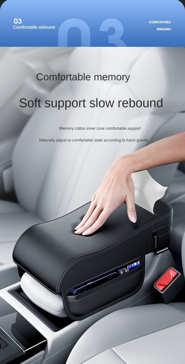 Car Armrest Box Height Pad Universal Central Elbow Rest Support Leather Auto Armrest Cover With Tissue Holder Armrest Cover - Image 10