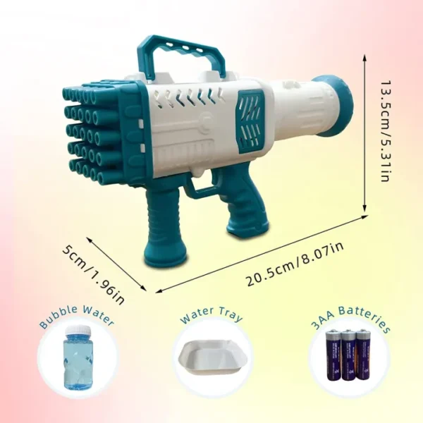 25 Hole Bubble Gun Bubble Machine Bubble gun Kids handheld 25-hole rocket bubble machine Gatling gun Battery Not Included (Random Color) - Image 7