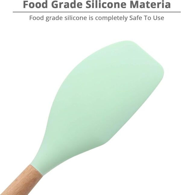 Wooden Handle Silicone Spatula Scraper Soup Spoon Brush Egg Beater Non-Stick Kitchen Utensil (Random color) - Image 6