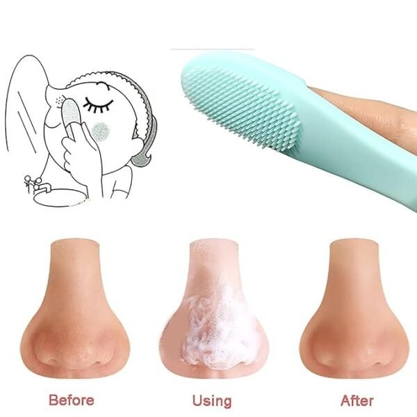 Silicone Facial Finger Nose Brush  Face Cleaner Blackhead Remover (PACK OF 2) (Random color) - Image 8