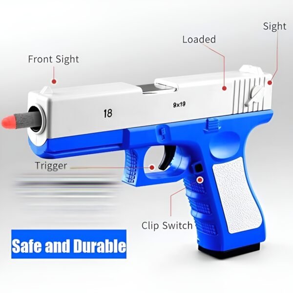 Soft Bullet Toy Gun | Shell Ejecting Pistol for kids, toddlers or adults (random color) - Image 3