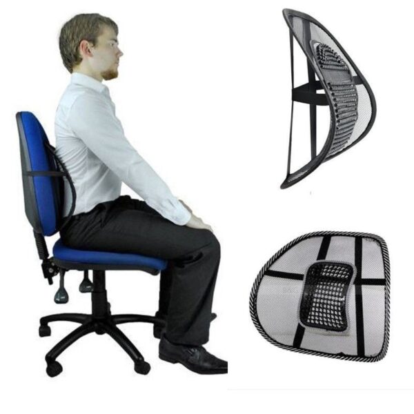 Back Rest with Lumbar Support Mesh Cushion Pad for Car Seat, Home, Office Chair.