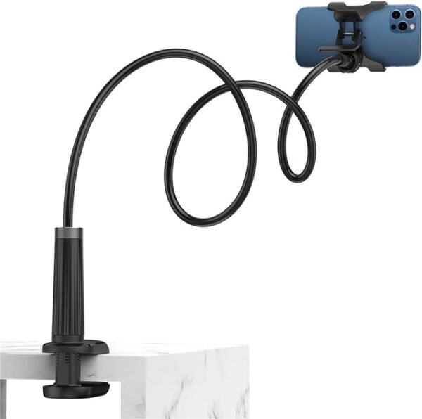Gooseneck Phone Holder 360 Adjustable Lazy Holder Mount Clamp with Sturdy Flexible Long Arm (Black) - Image 5