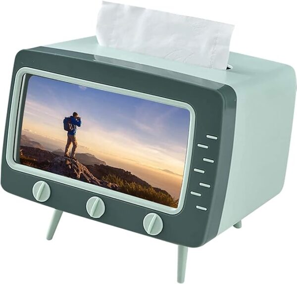 2 in 1 TV Shape Tissue Box & Mobile Phone or Photo Holder | Creative Tissue Boxes Retro Television Phone Holder (Random color) - Image 11