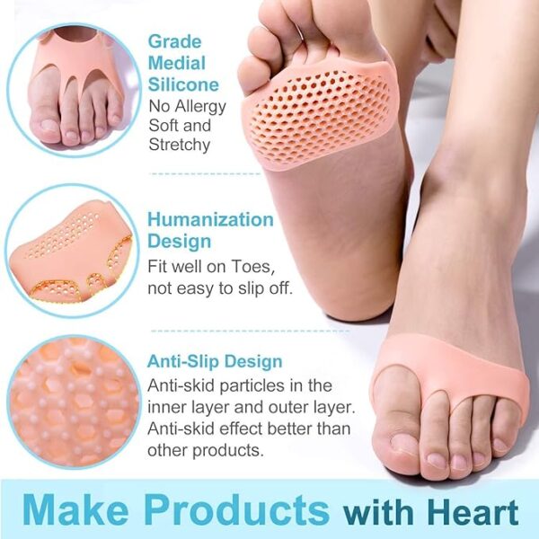 Silicone Gel Half Toe Heel Sleeve | Forefoot Insole Shoes Pain Relief Pads for Men and Women - Image 9