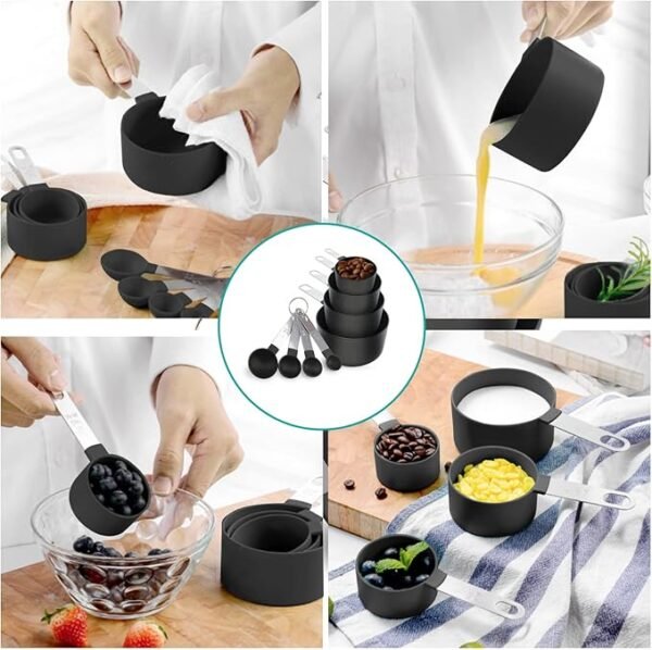 8PCS Measuring Cups Spoons Set For Baking Cake Pastry Cooking Utensils Stainless Steel Handle (Random color) - Image 10