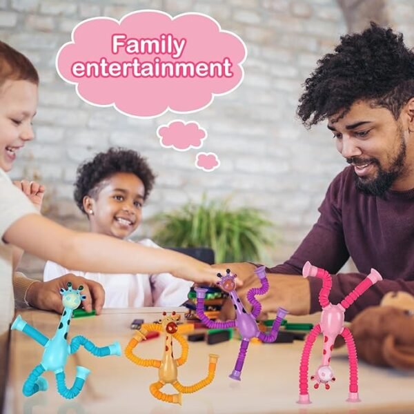 1 Pcs of Animal Pop Tubes Cartoon Giraffe Suction Cup Toys Kids | Stress Relief Squeeze Toys - Image 4