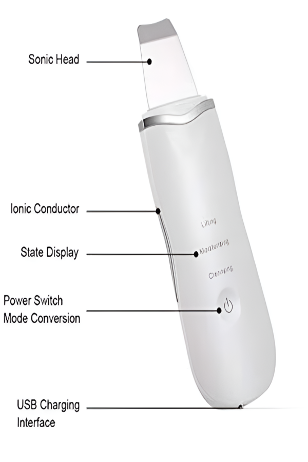 Blackhead Shovel Machine for Facial Skin Scrubber Lifting Moisturizing & Cleansing Skin Dirt Machine | Blackhead Remover Facial Cleansing Tool (White) - Image 4
