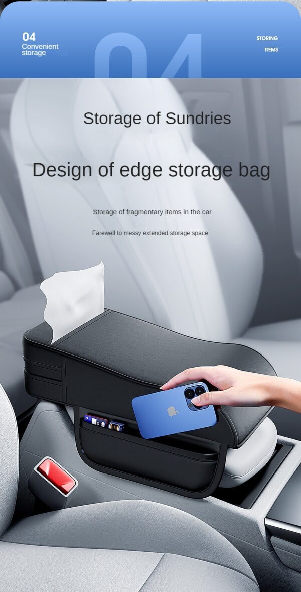 Car Armrest Box Height Pad Universal Central Elbow Rest Support Leather Auto Armrest Cover With Tissue Holder Armrest Cover - Image 11